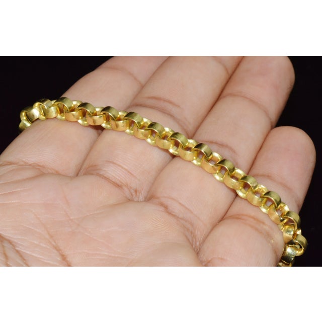 Vintage Italian Solid 18k Gold Rolo Link Stacking Chain Bracelet For Sale - Image 9 of 14