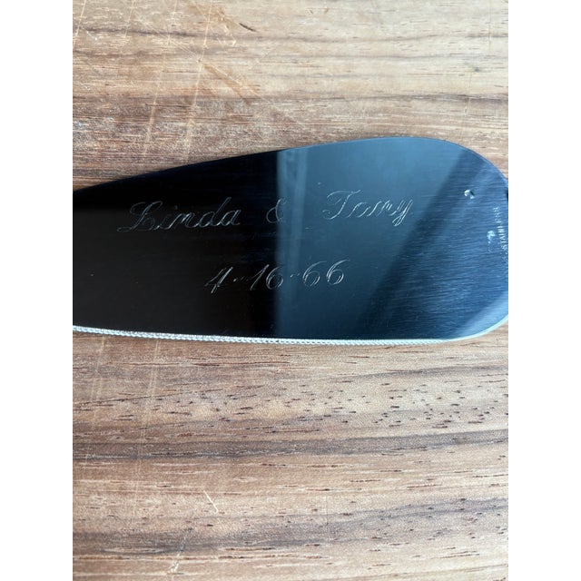 1966 Mid-Century Modern Sterling Silver Handle Cake Server, Inscribed For Sale - Image 4 of 6