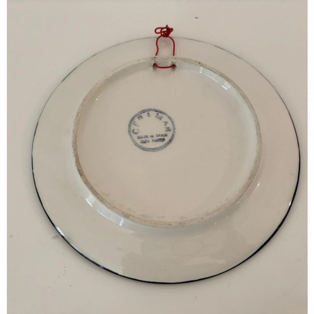 Ceramic Vintage Spanish Ceramar Talavera Wall Plate Hand-Painted 7 In. Jewel Tone Colors For Sale - Image 7 of 8