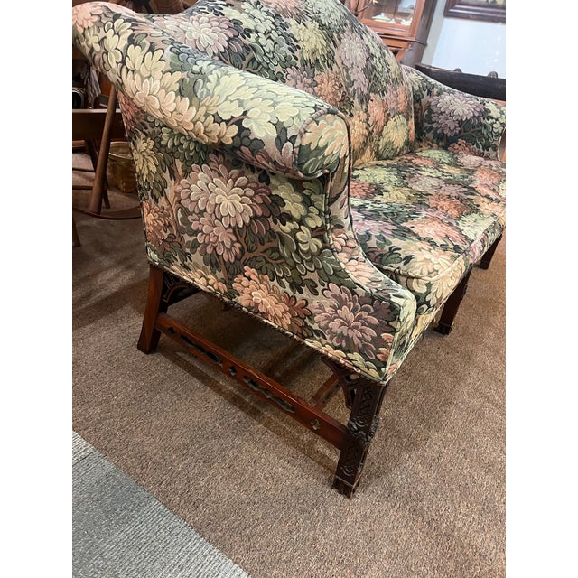 1980s Henredon Natchez Historic Collection Stretch Carved Mahogany Base Sofa For Sale - Image 6 of 10