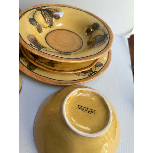 Hand Painted Five(5) Pieces Dinnerware Set for Two(2) "Pomegranate" by Arte Italica Made in Italy(10 Pc Set) For Sale - Image 4 of 18
