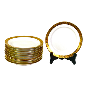 Royal Bayreuth-Bavaria-Antique Porcelain Bread Plates – With 18 Karat Gold Rim Detailing-(1885-1902)-Set of 11