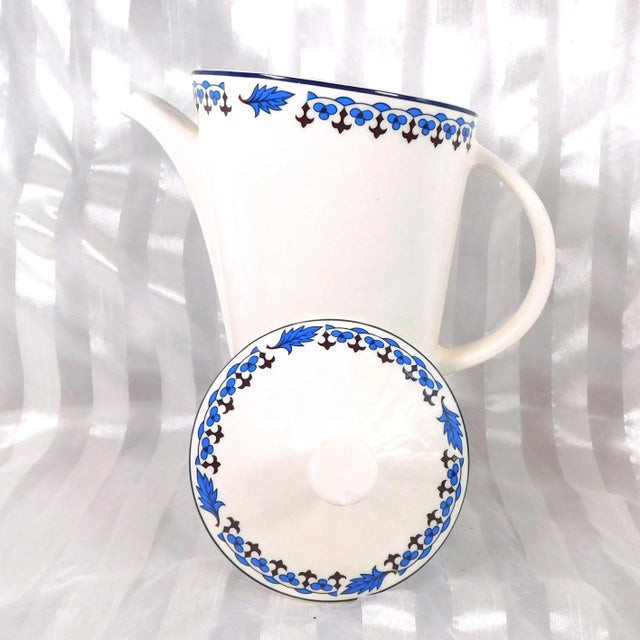 Contemporary 1980s Nueve San Isidro White Coffee Pot With Blue Floral Desgn For Sale - Image 3 of 8