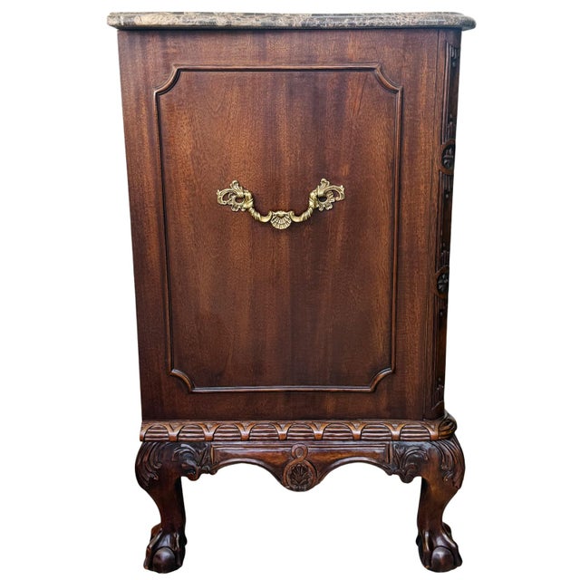 1980s Henredon Louis XV Style Serpentine Mahogany Commode With Marble Top & Ball and Claw Feet For Sale - Image 10 of 18