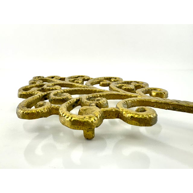 Brass Vintage Rustic Cast Brass Tree Trivet For Sale - Image 8 of 10