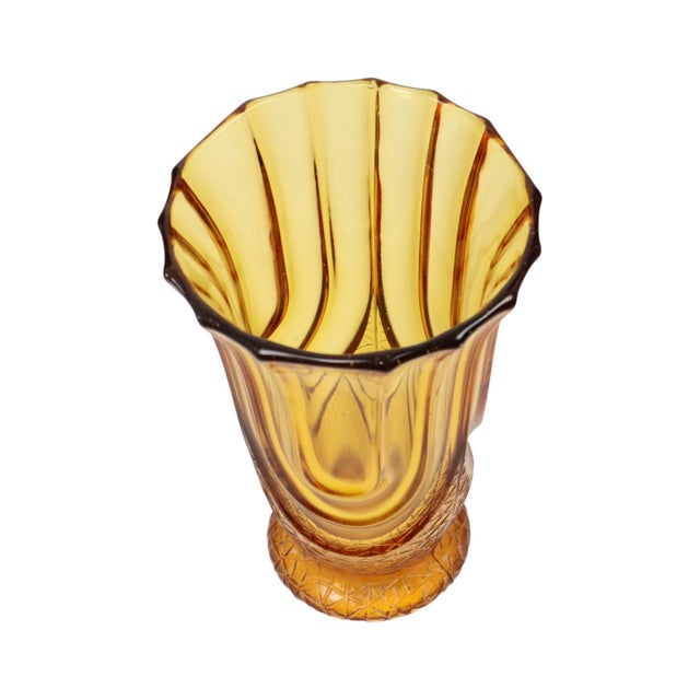 Art Deco Amber-Colored Glass Vase by Henri Heemskerk for Luxor Scailmont, 1930s For Sale - Image 13 of 18