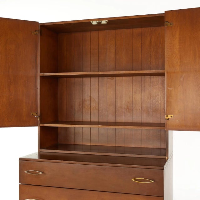 Heywood Wakefield Contessa Mid Century 4 Drawer Cabinet With Hutch - Pair For Sale - Image 11 of 13