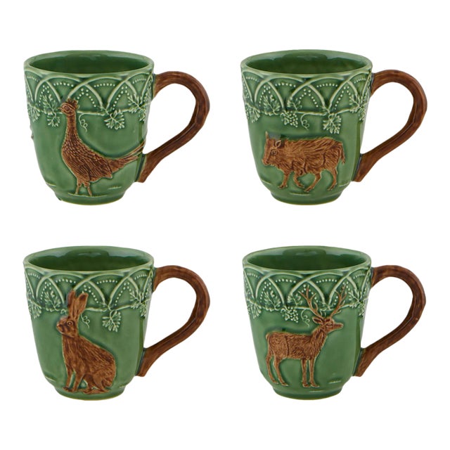 Bordallo Pinheiro Woods Assorted Mugs, 15.5 oz, Set of 4 For Sale