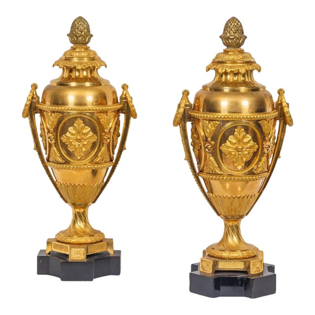 A Magnificent Pair of French Louis XVI Style Ormolu Vases For Sale