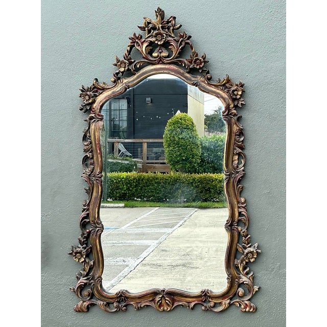 Wood Vintage Ornate Carved Mirror For Sale - Image 7 of 12