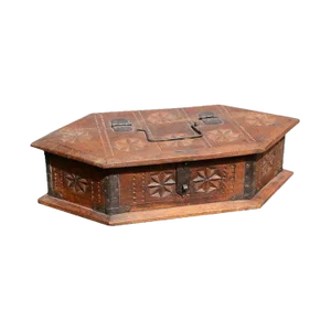 Vintage Rustic Hand Carved Solid Wood Box