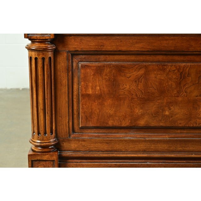 Ethan Allen French Louis Philippe Burl Wood Queen Size Bed For Sale - Image 9 of 12