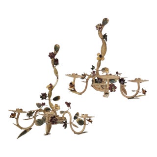 Pair of Painted Candle Sconces, 1920s For Sale