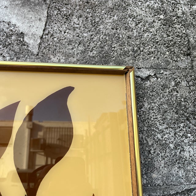 Wood Large Mid Century Modern Framed Botanical Glass Wall Art Circa 1970s. For Sale - Image 7 of 17