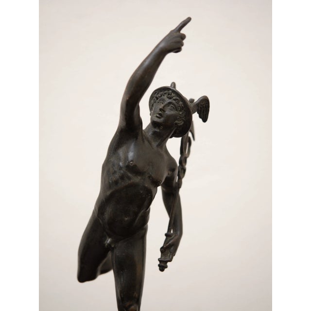 2000 - 2009 Unknown Artist, Statue of Mercury, Bronze on Marble Pedestal For Sale - Image 5 of 12