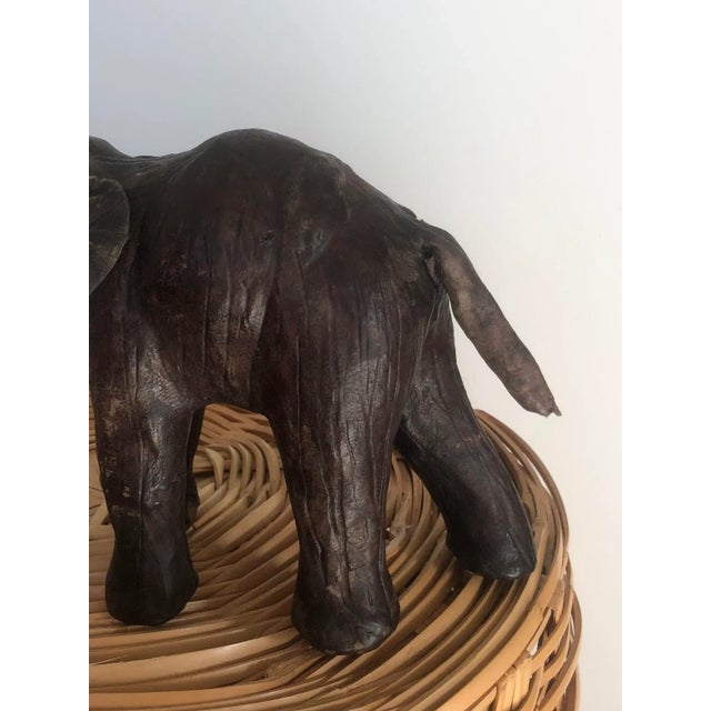 Vintage Mid Century Leather Wrapped Elephant Figure For Sale - Image 9 of 12