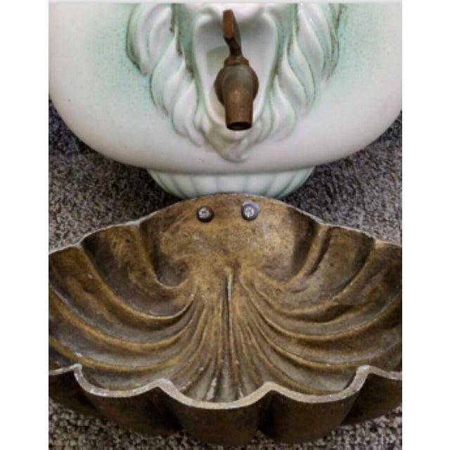 Rare Royal Haeger Ceramic and Brass Lion Lavobo Fountain For Sale - Image 9 of 11