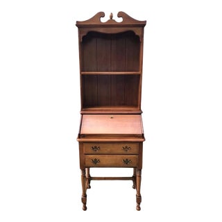 Early 1960's Maple Drop Front Secretary Desk With Hutch For Sale
