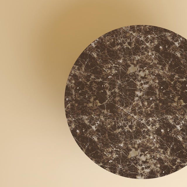 Contemporary Round Coffee Table in Emperador Dark Marble and Smoked Oak by Lebanto For Sale - Image 3 of 4