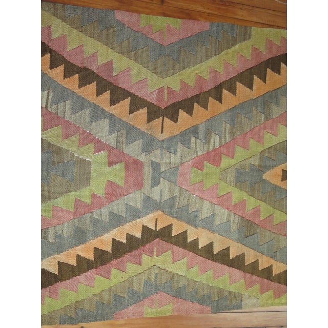 Zabihi Collection Wide Vintage Turkish Kilim Runner - 3'7" x 15'1" For Sale - Image 4 of 5