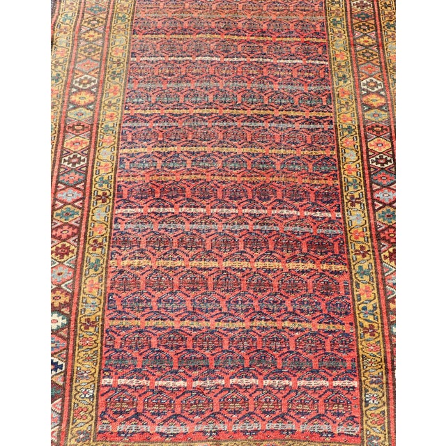 Antique Persian Kurdish Bidjar gallery rug with all-over sub-geometric design. Antique Bidjar wide Runner Keivan Woven...