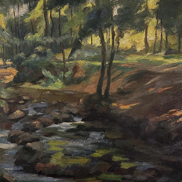 Impressionist Oil Painting on Canvas in Rustic Distressed Painted Frame by Joseph Lagasse (1878-1962) For Sale - Image 11 of 13