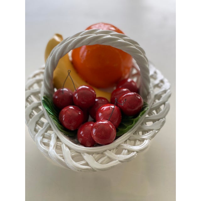 Vintage Italy Bassano Pottery Fruit Bowl With Braided Rim & Handle For Sale In Washington DC - Image 6 of 13