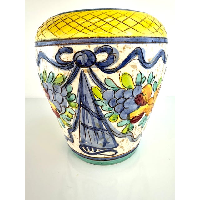 Ceramic Mid Century 1960's Italian Hand Painted Vase For Sale - Image 7 of 11