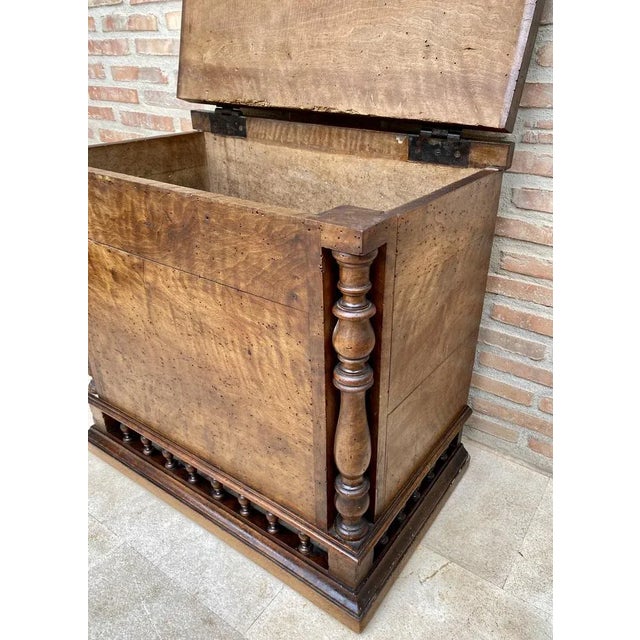 Wood Early 20th Century French Hand-Carved Wooden Trunk For Sale - Image 7 of 13