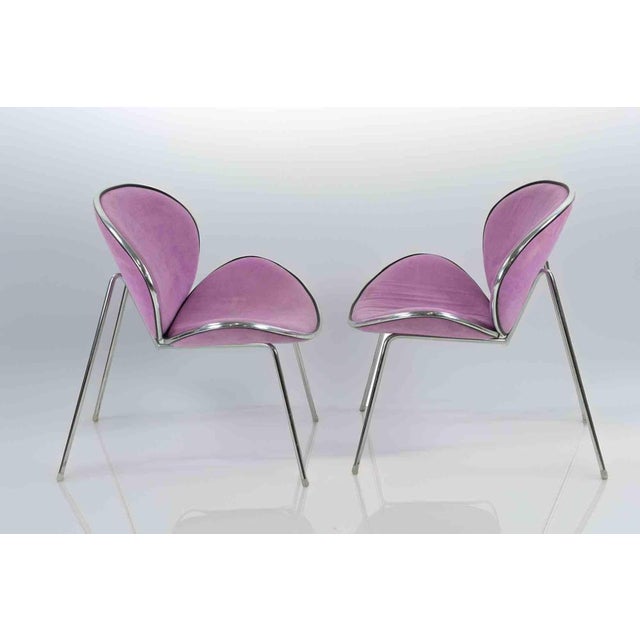 1980s Vintage Italian Chairs, Chromed Metal Frame, White Microfibre, 1980s For Sale - Image 5 of 7