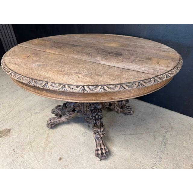 French Carved Oak Hunting Table, 1869 For Sale - Image 6 of 12
