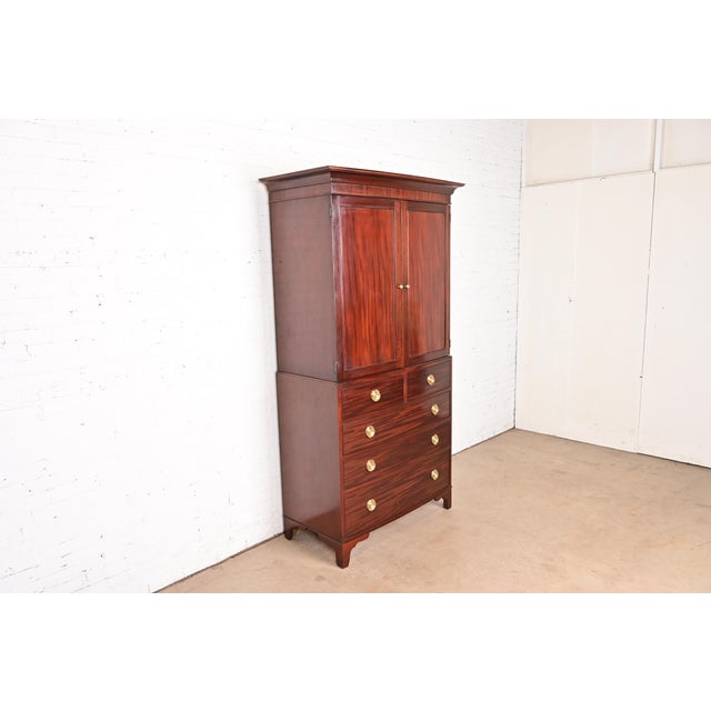 English Baker Furniture Federal Mahogany Armoire Dresser or Linen Press For Sale - Image 3 of 12