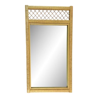 Henry Link Lexington Rattan Wall Mirror Bamboo Lattice 45” Boho Coastal For Sale