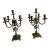Pair of Mid 20th Century Brass, Copper & Onyx Candelabras For Sale