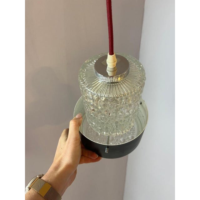 Black Frosted Glass Pendant Lamp by Carl Fagerlund for Orrefors For Sale - Image 3 of 11