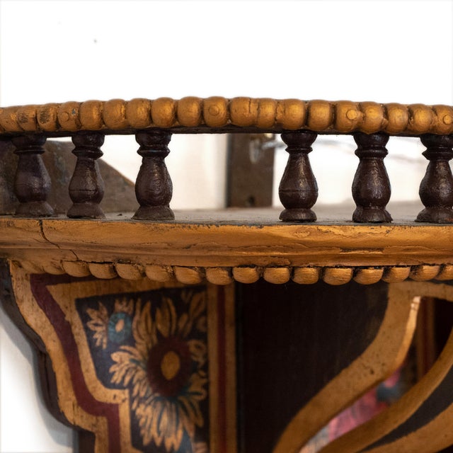 Indian Early 20th Century Hand Carved & Painted Rajasthani Wooden Wall Cabinet For Sale - Image 3 of 18