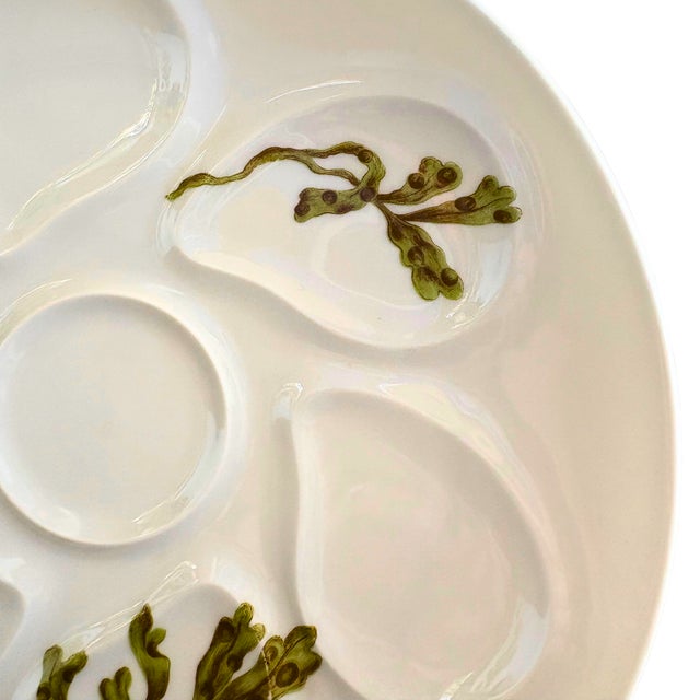 French Hand-Painted Porcelain Oyster Plate from Limoges, 1970s For Sale - Image 4 of 6