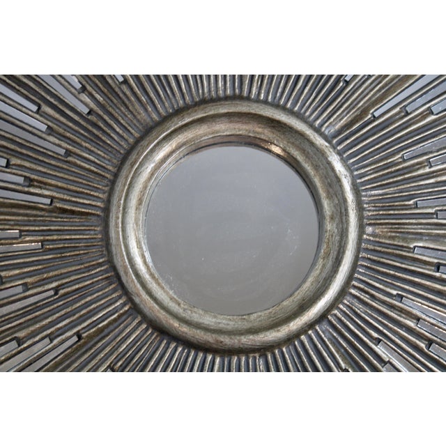 Extra Large Mid Century Modern Silver Sunburst Mirror For Sale - Image 9 of 10
