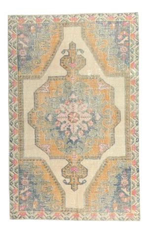 1970s Vintage Turkish Hand-Knotted Area Rug