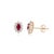 Vintage Ruby & Diamond Halo Cluster Stud Earrings in 14k Yellow Gold- 2 Pieces For Sale - Image 4 of 14