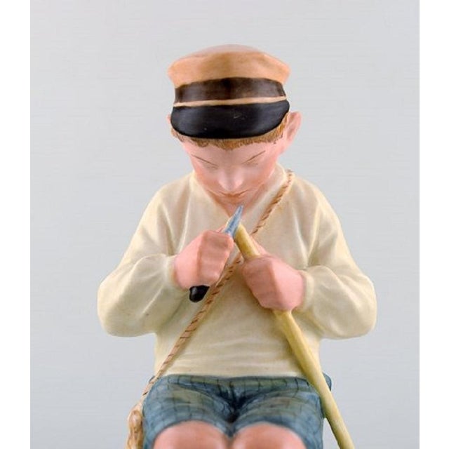 Royal Copenhagen Vintage Porcelain Young Boy Figurine in Overglaze from Royal Copenhagen For Sale - Image 4 of 8
