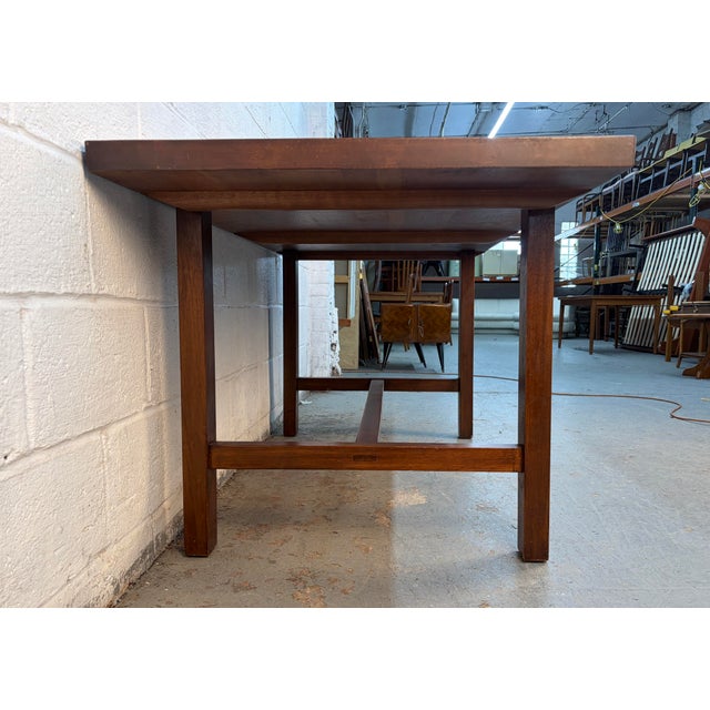 Mid 20th Century Mid 20th Century Mid-Century Modern Walnut Trestle Table For Sale - Image 5 of 13