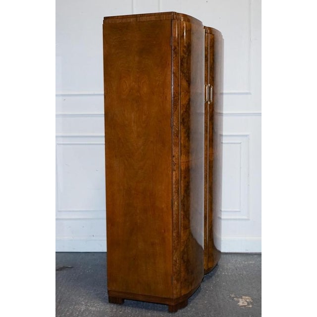 English Art Deco Burr Walnut 2-Door Wardrobe, 1930s For Sale - Image 10 of 18