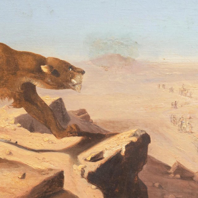 'Lions Watching a Camel Caravan' Attributed to Theodore Gericault For Sale In Monterey, CA - Image 6 of 13