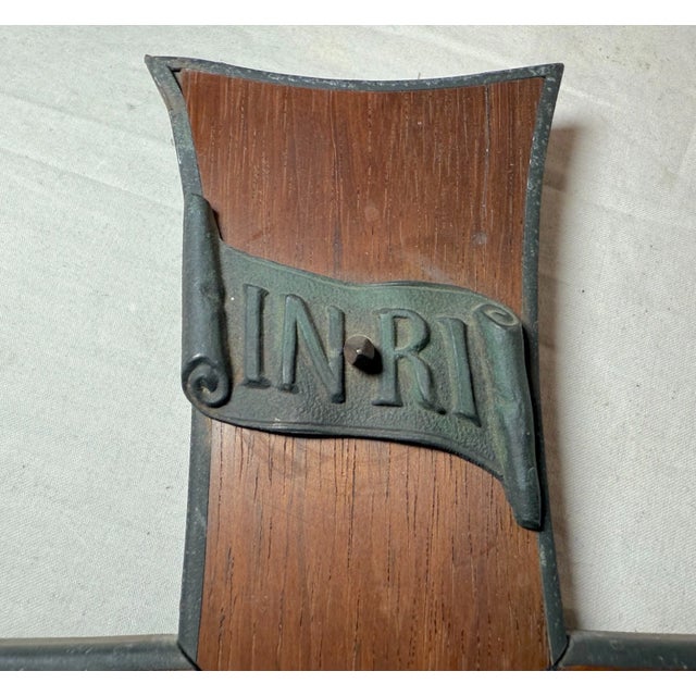 High Quality Antique Carved Wood Gilt Bronze Religious Jesus Wall Crucifix Cross For Sale - Image 12 of 14