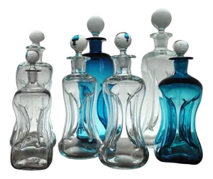 Mouth-Blown Cluck Bottles from Holmegaard, Set of 7