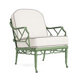 Brown Jordan Calcutta Lounge Chair in Bay Leaf with Sea Salt and Anthracite Stripe Welt Cushions For Sale