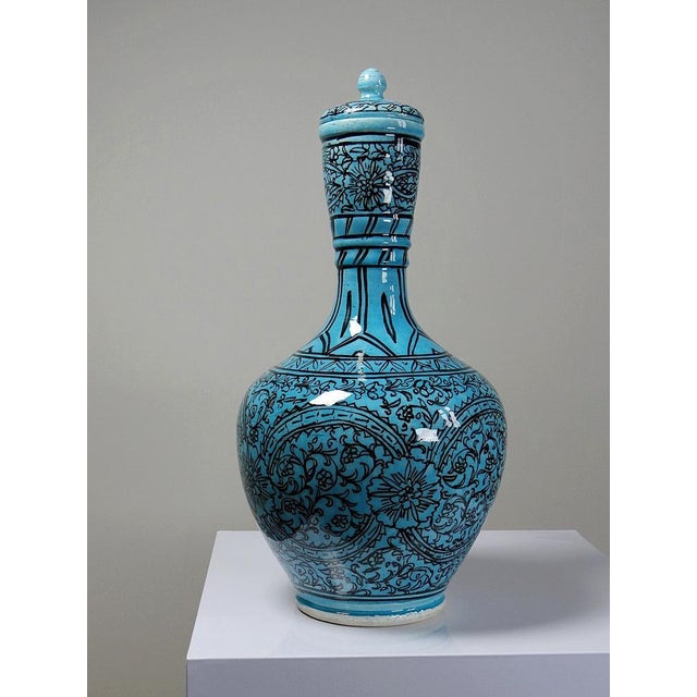 Vintage Vase in Painted Turquoise, 1950s For Sale - Image 11 of 17