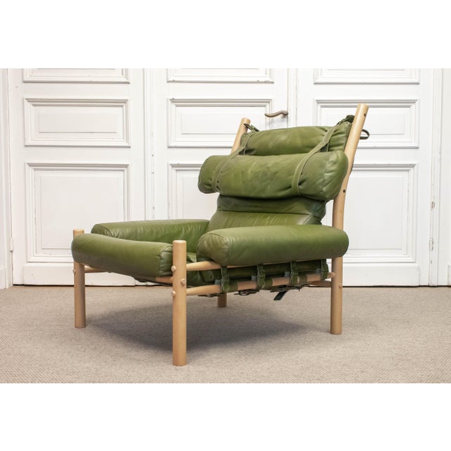 Wood Set of Inca Lounge Chair and Ottoman by Arne Norell for Norell AB, Sweden, 1970s For Sale - Image 7 of 12