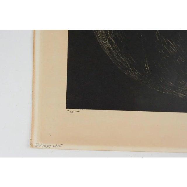 Mid-Century Modern Vintage 1955 Hartwell Wyse Priest Cat Lithograph For Sale - Image 3 of 6